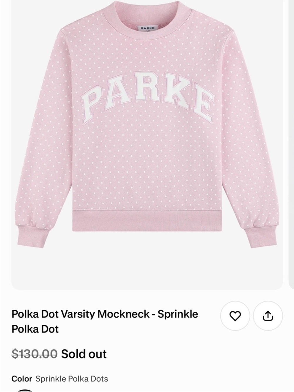 Parke Polka Dot Varsity Mockneck Logo Sweatshirt - Picture 4 of 5